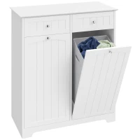 HOMCOM Vrijstaande smalle badkamerkast met lades en wasmand, 78 x 38 x 90 cm, wit(m-15)