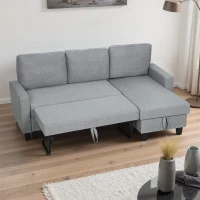 HOMCOM Three-Seater Storage Sofa Bed - Grey(m-10)
