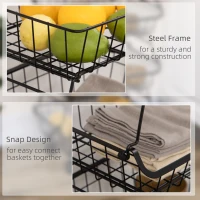 HOMCOM 5 Tier Storage Trolley, Stackable Fruit Vegetable Cart for Kitchen, Living Room, 40 x 2 x 97 cm, Black(m-7)