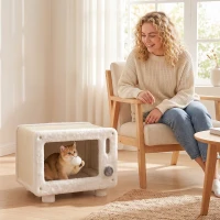 PawHut Kattenhuis in tv-design met hangmat en speelbal, sisal krabmat, voor katten tot 7 kg, 50 x 33 x 42 cm(m-8)