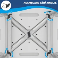 HOMCOM Scaun de Duș din Aluminiu și EVA, Reglabil pe 6 Niveluri, cu Spătar Curbat, 51,5x49,5x68,5-81 cm, Albastru Deschis și Alb(m-6)
