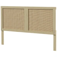 HOMCOM Kopfteil aus Holz mit Rattan-Effekt, Boho-Design, für Schlafzimmer, 140 x 4 x 87 cm, Eiche(m-8)