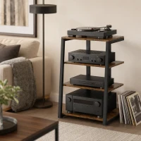 HOMCOM HiFi Stand, with Four Storage Shelves - Rustic Brown(m-10)