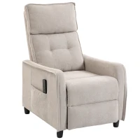 HOMCOM Poltrona Massaggiante e Reclinabile a 160° con Poggiapiedi e Telecomando, 69x93x104 cm, Effetto Lino Bianco Crema(m-1)