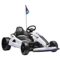 AIYAPLAY 24V Electric Drift Go Kart for Kids with Dual Motors, Soft Start, 12 KM/H High Speed, Headlight, for Ages 6-14, White(m-1)
