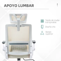 Vinsetto Silla de Oficina de Malla Silla de Escritorio con Altura Ajustable Reposacabezas Regulable y Reposabrazos Beige(m-6)