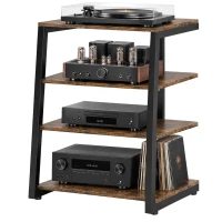 HOMCOM HiFi Stand, with Four Storage Shelves - Rustic Brown(m-11)