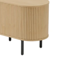 HOMCOM Meuble TV 106 cm, Meuble Télé pour 50 Pouces, 2 Portes Coulissantes à Tambour 4 Compartiments Étagères Réglables, Chêne(m-11)