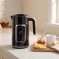 HOMCOM Waterkoker 1,7 L, 2200 W, met LED-display, instelbare temperatuur, warmhoudfunctie, zwart(m-16)