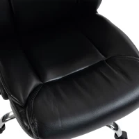 HOMCOM Chaise Bureau Ergonomique avec Accoudoirs Relevables, Fauteuil de Bureau en PU, Hauteur Réglable, Fonction Bascule, Noir(m-14)