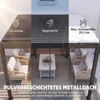 Outsunny Pergola 3x3 m Aluminium Terrassenüberdachung mit LED-Beleuchtung Fernbedienung verstellbar Lamellendach(m-6)