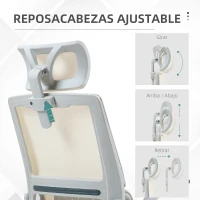Vinsetto Silla de Oficina de Malla Silla de Escritorio con Altura Ajustable Reposacabezas Regulable y Reposabrazos Beige(m-7)