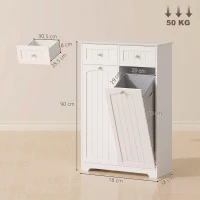 HOMCOM Móvel de Banheiro Salva-Espaço com 2 Gavetas e 2 Cestos Branco(m-3)
