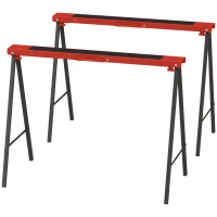 DURHAND 2er-Set Arbeitsbock, Handwerks-Ständer, bis zu 250 kg belastbar, Metall, Rot(m-10)