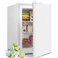 HOMCOM Mini-congelator 59 l, congelator de masă, balama ușă reversibilă, rafturi detașabile, temp. reglabilă, Alb(m-7)