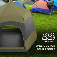 Outsunny 3 Man Instant Pop Up Tent with Rainfly, Portable Camping Shelter with Sewn-in Groundsheet, Carry Ba, Dark Green(m-4)