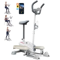 SPORTNOW Aparat eliptic pentru picioare 3 în 1 silențios cu șa, rezistență magnetică reglabilă ecran LCD, compatibil cu aplicație, 65 x 43 x 112cm, alb(m-7)