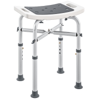 HOMCOM Taburete para Ducha de Aluminio con Altura Regulable y Pies Antideslizantes con Ventosa, Gris