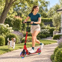 SPORTNOW Klapproller für Erwachsene aus Aluminium mit verstellbarem Lenker Leuchträder Vorderdämpfung Doppelbremse(m-4)
