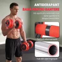 SPORTNOW Set Greutăți 4 în 1 de 20kg, Convertibil în Kettlebell, 2 Gantere, Bară și Suport pentru Flotări, Roșu(m-7)