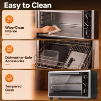 HOMCOM Mini-Four Électrique avec Broche Rotative 32L 1500W, Four à Convection Multifonction, Chaleur Tournante, Minuterie, Noir(m-9)