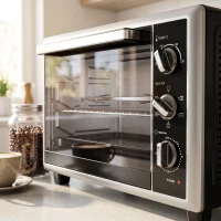 HOMCOM Mini-Four Électrique avec Broche Rotative 32L 1500W, Four à Convection Multifonction, Chaleur Tournante, Minuterie, Noir(m-13)