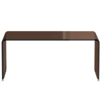 HOMCOM Mesa de Centro em Vidro Mesa de Sala Retangular Design Moderno com Bordas Arredondadas Seguras Castanho e Transparente(m-9)