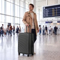 HOMCOM Valigia Rigida Grande 116L Espandibile con 4 Ruote e Lucchetto TSA, 50x33x77 cm, Nero(m-10)