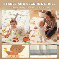 AIYAPLAY Foldable Reversible Baby Play Mat 200 x 180 cm, Waterproof, Non-Slip for Crawling and Learning, Tree & Forest Theme(m-7)