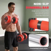 SPORTNOW 20kg 6-In-One Adjustable Weight Dumbbells Set, Barbell, Kettlebell, Push Up Stand - Red(m-7)