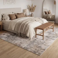 HOMCOM Tapete para sala de estar, poliéster, padrão artístico moderno, lavável, Castanho(m-4)