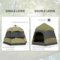 Outsunny 3 Man Instant Pop Up Tent with Rainfly, Portable Camping Shelter with Sewn-in Groundsheet, Carry Ba, Dark Green(m-7)