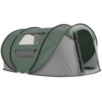 Outsunny Tienda de Camping Pop-up con Ventanas Bolsillos y Bolsa de Transporte Impermeable Anti-UV 263,5x220x123 cm Verde y Gris(m-1)