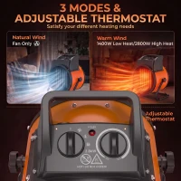 Outsunny Industrial Fan Heater 2800W with Tilting, Electric Ceramic Space Heater with Adjustable Thermostat, Handle(m-5)