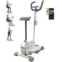 SPORTNOW Aparat eliptic pentru picioare 3 în 1 silențios cu șa, rezistență magnetică reglabilă ecran LCD, compatibil cu aplicație, 65 x 43 x 112cm, alb(m-8)