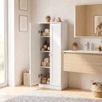 HOMCOM Móvel de Casa de Banho Estreito Móvel de Armazenamento de Pé com 2 Portas e 3 Prateleiras para Sala Quarto Branco(m-10)
