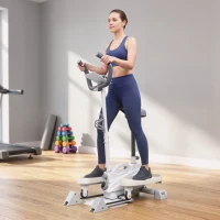 SPORTNOW Leiser 3-in-1 Ellipsentrainer mit Sitz, einstellbarem Magnetwiderstand, LCD-Display, App-kompatibel, Weiß(m-6)