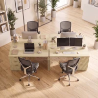 HOMCOM Escritorio para Ordenador, Almacenamiento Reversible, 3 Cajones Frentes Ondulados, Tablero Grueso y Espacioso, 120x50x76cm, Roble(m-5)