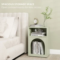 HOMCOM Set of 2 Bedside Tables with 2 Open Compartments - Light Green(m-5)