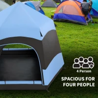 Outsunny 3 Man Instant Pop Up Tent with Rainfly, Portable Camping Shelter with Sewn-in Groundsheet, Carry Bag, Blue(m-4)