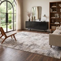 HOMCOM Tapete para sala de estar, poliéster, padrão artístico moderno, lavável, Castanho(m-2)