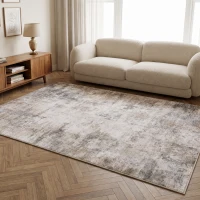 HOMCOM Tapis de salon, polyester, motif artistique moderne, lavable, Brun(m-6)
