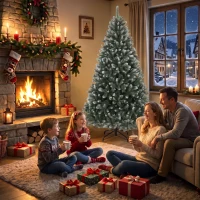 HOMCOM Albero di Natale Innevato 180 cm con 802 Rami, 59 Pigne, Effetto Realistico, Base Pieghevole in Metallo(m-8)