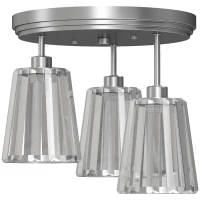 HOMCOM Candeeiro LED de Teto em Vidro Cristal com 3 Luzes Soquetes E27 sem Lâmpada para Sala de Estar Prata(m-1)