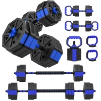 SPORTNOW Ensemble d'haltères musculation 6-en-1 haltère réglable 25 kg kettlebell, barre de musculation support pour pompes bleu(m-13)