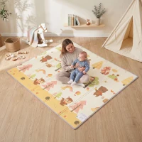 AIYAPLAY Foldable Reversible Baby Play Mat 200 x 180 cm, Waterproof, Non-Slip for Crawling and Learning, Tree & Forest Theme(m-14)