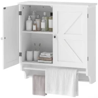 HOMCOM Armário de Parede para Banheiro Poupa-Espaço com 2 Portas e Porta-Toalhas Branco(m-7)