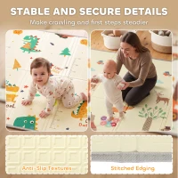 AIYAPLAY Foldable Reversible Baby Play Mat 180 x 150 cm, Waterproof, Non-Slip for Crawling and Learning, Animals & Forest Theme(m-7)