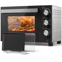 HOMCOM Cuptor Electric 1500W 28L cu Temperatură Reglabilă până la 230°C, Timer 60 min, Grătar, Tavă și Mâner pentru Tavă(m-11)