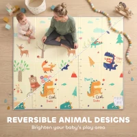 AIYAPLAY Foldable Reversible Baby Play Mat 180 x 150 cm, Waterproof, Non-Slip for Crawling and Learning, Animals & Forest Theme(m-4)